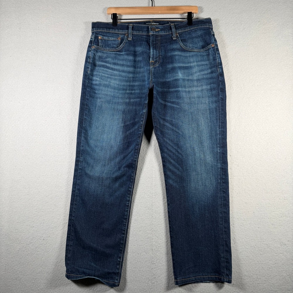 Lucky Brand 221 Straight Leg Blue Jeans Mens 34x32 Fits 36x28 Dark Wash Stretch